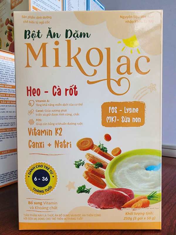 Bột Ăn Dặm Mikolac Heo - Cà Rốt - Giúp Bé Tiêu Hóa Khỏe, Ăn Ngon Mỗi Ngày